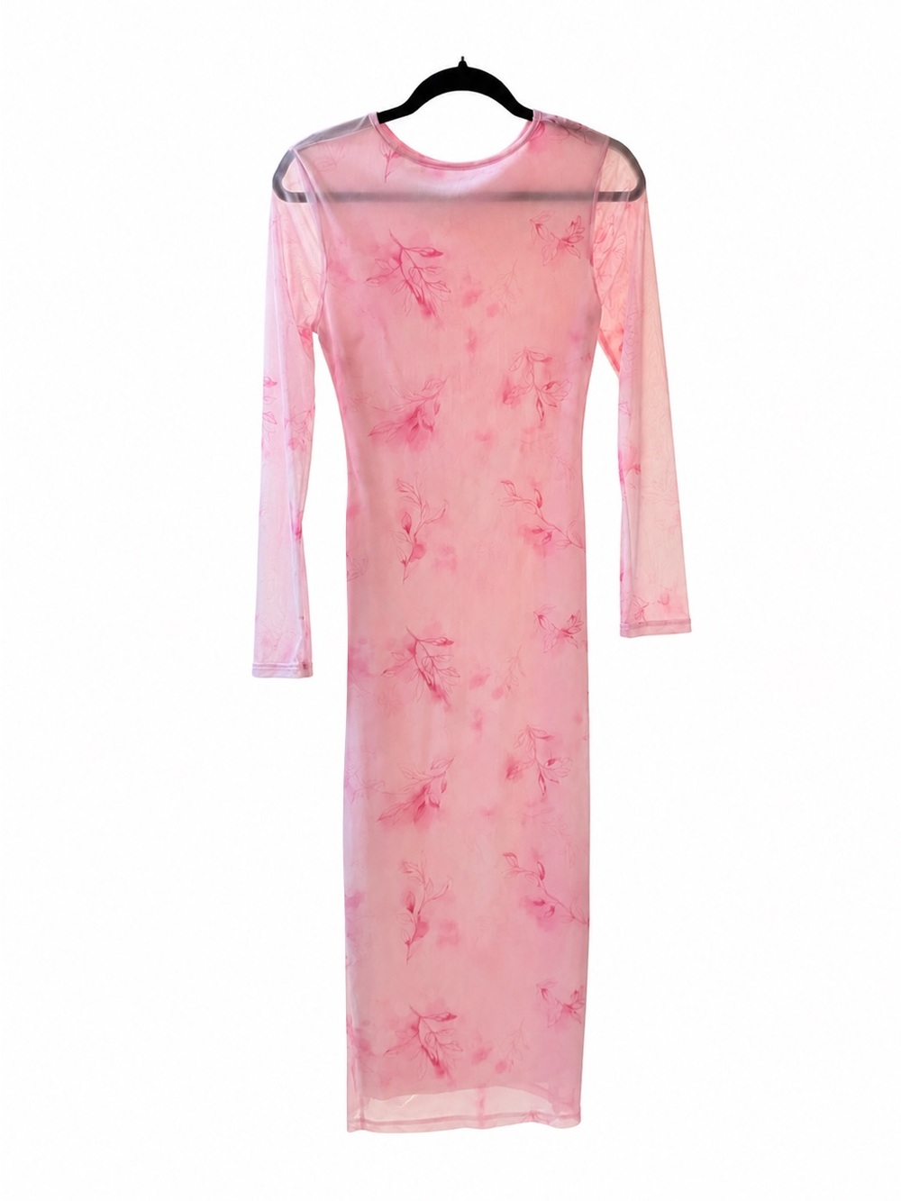 Pink Floral Long Sleeve Ruched Maxi Dress 🌸
